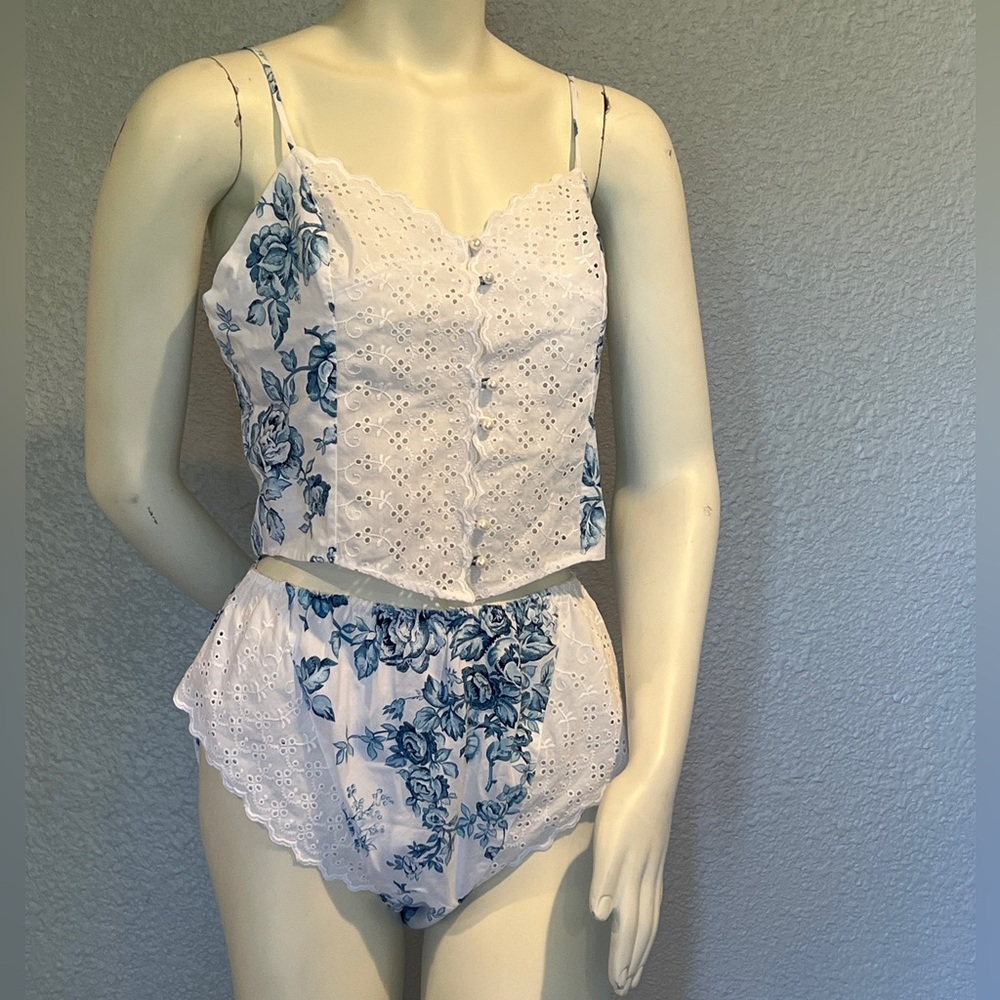 Victoria Secret RARE Vintage Floral High Waisted Camo 2 piece lingerie S